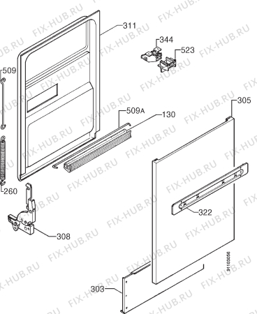 Взрыв-схема посудомоечной машины Tricity Bendix BK450 - Схема узла Door 003